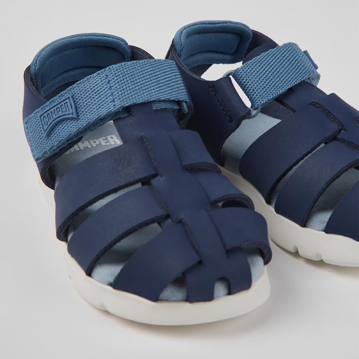 Camper Oruga Blue leather and textile sandals for kids סנדלי ילדים קמפר