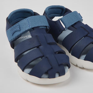Camper Oruga Blue leather and textile sandals for kids סנדלי ילדים קמפר