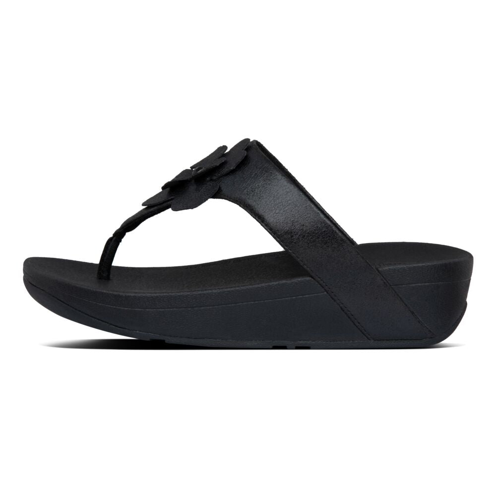 Fit Flop Lottie Corsage Suede Toe Thongs Black כפכפי פיט פלופ