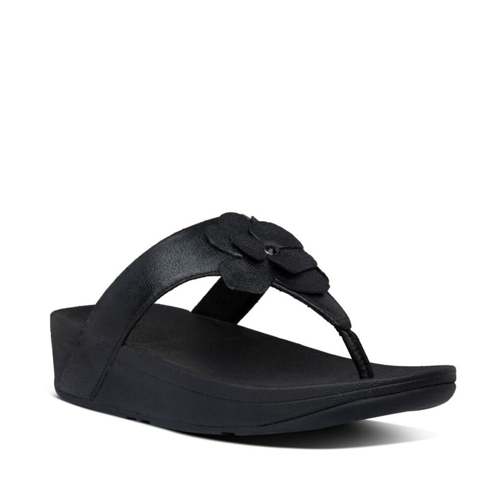 Fit Flop Lottie Corsage Suede Toe Thongs Black כפכפי פיט פלופ