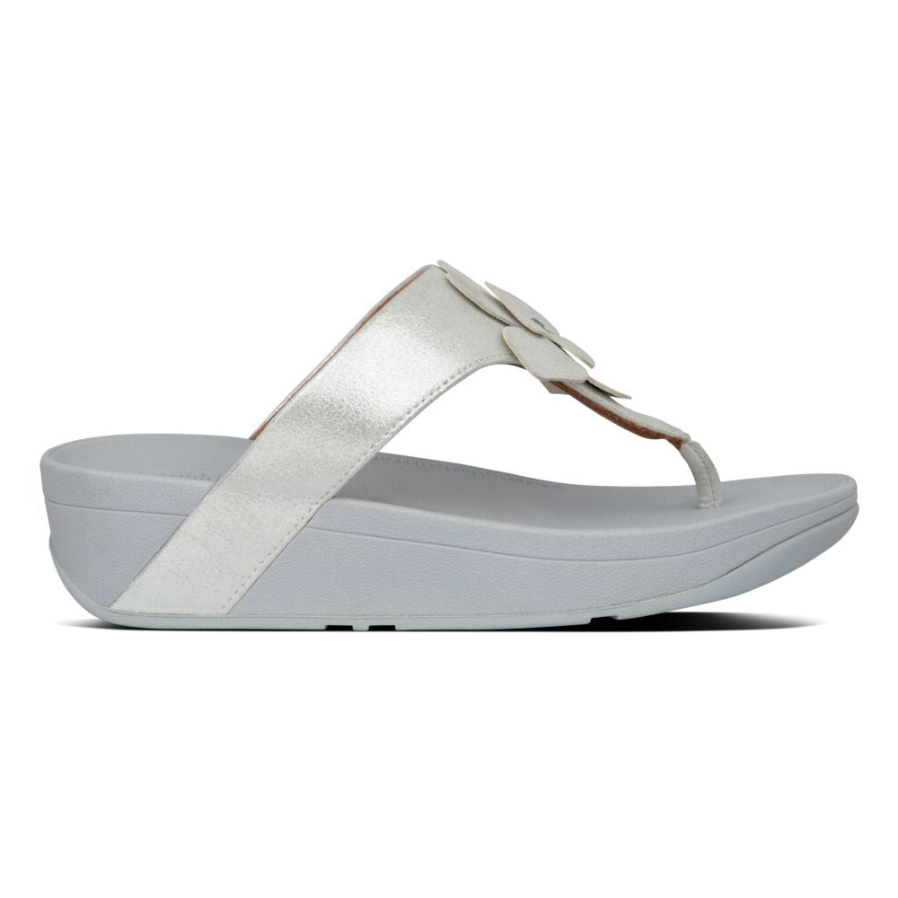 Fit Flop Lottie Corsage Suede Toe Thongs Silver כפכפי פיט פלופ