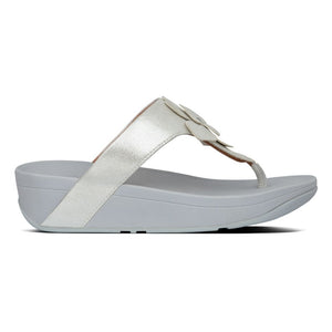 Fit Flop Lottie Corsage Suede Toe Thongs Silver כפכפי פיט פלופ