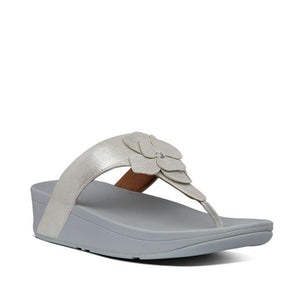 Fit Flop Lottie Corsage Suede Toe Thongs Silver כפכפי פיט פלופ