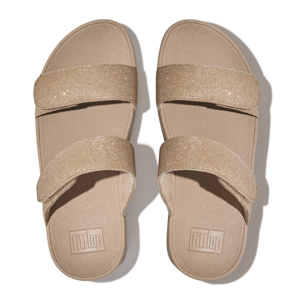 Fit Flop Lulu Adjustable Shimmerlux Slides Beige כפכפי פיט פלופ