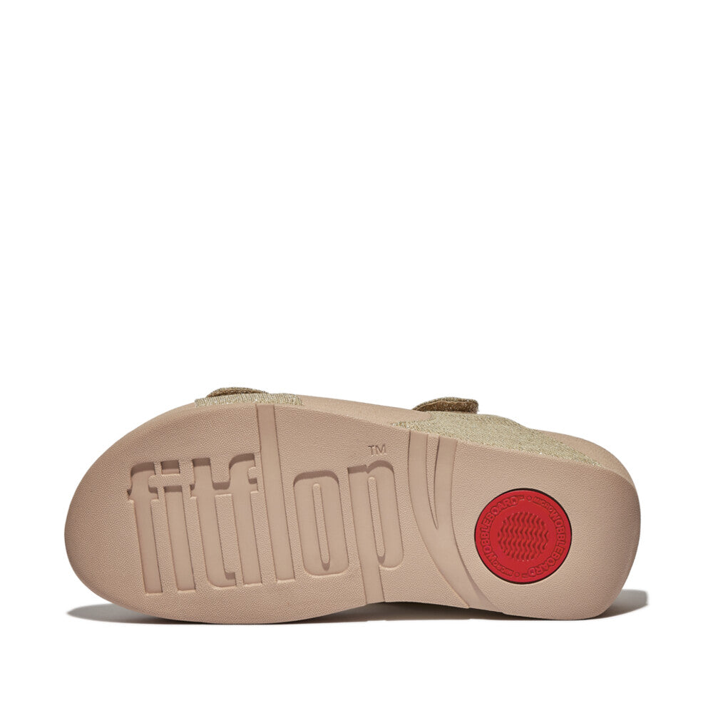 Fit Flop Lulu Adjustable Shimmerlux Slides Beige כפכפי פיט פלופ