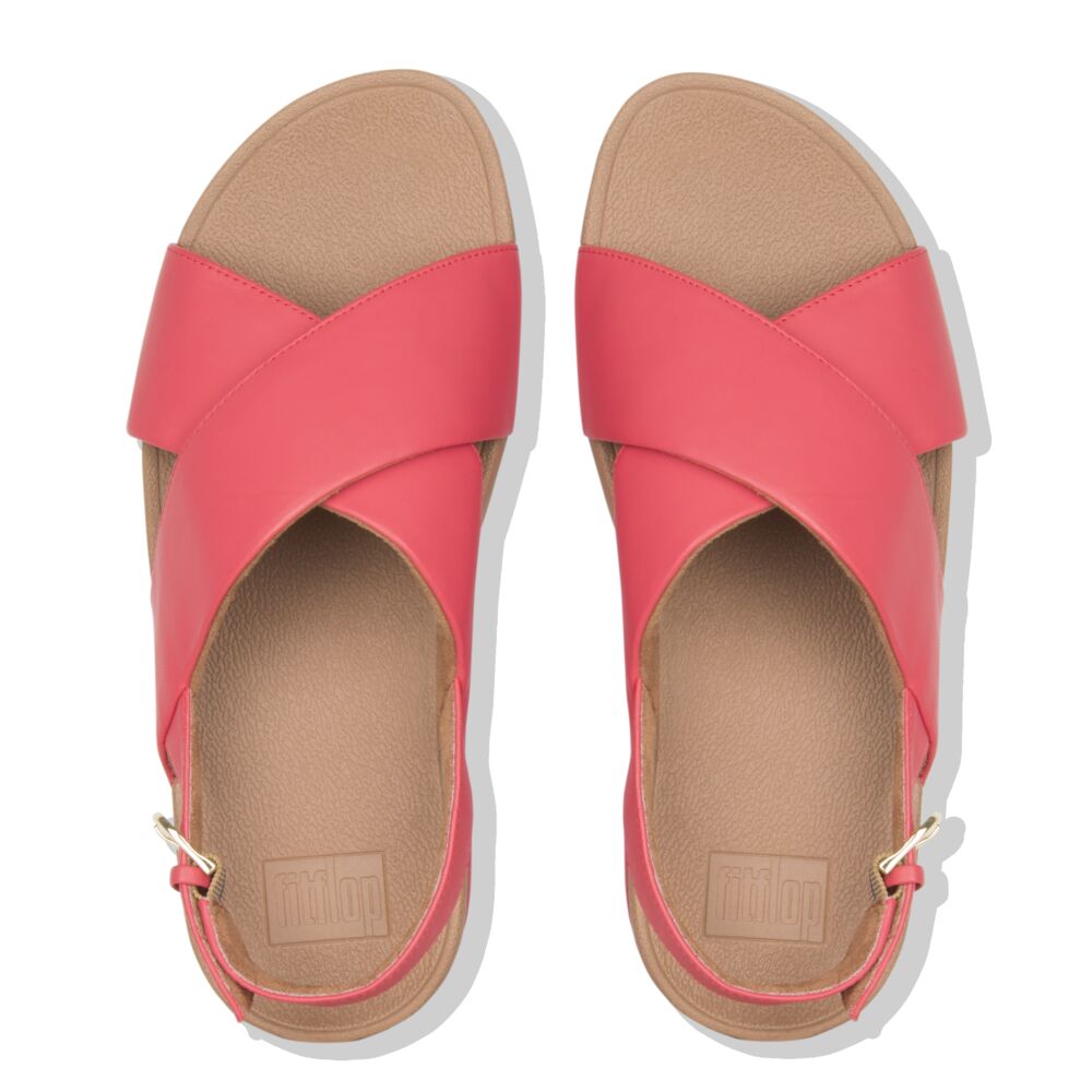 Fit Flop Lulu Cross Back Strap Sandals Leather Passion Red סנדלי פיט פלופ
