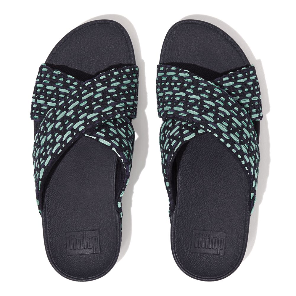Fit Flop Lulu Geo-Webbing Cross Midnight Navy Mix כפכפי פיט פלופ