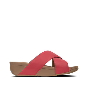 Fit Flop Lulu Cross Slide Sandals Leather Passion Red כפכפי פיט פלופ