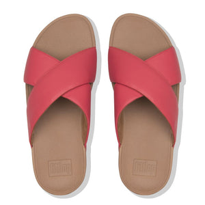 Fit Flop Lulu Cross Slide Sandals Leather Passion Red כפכפי פיט פלופ