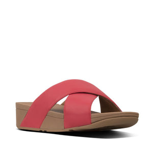 Fit Flop Lulu Cross Slide Sandals Leather Passion Red כפכפי פיט פלופ