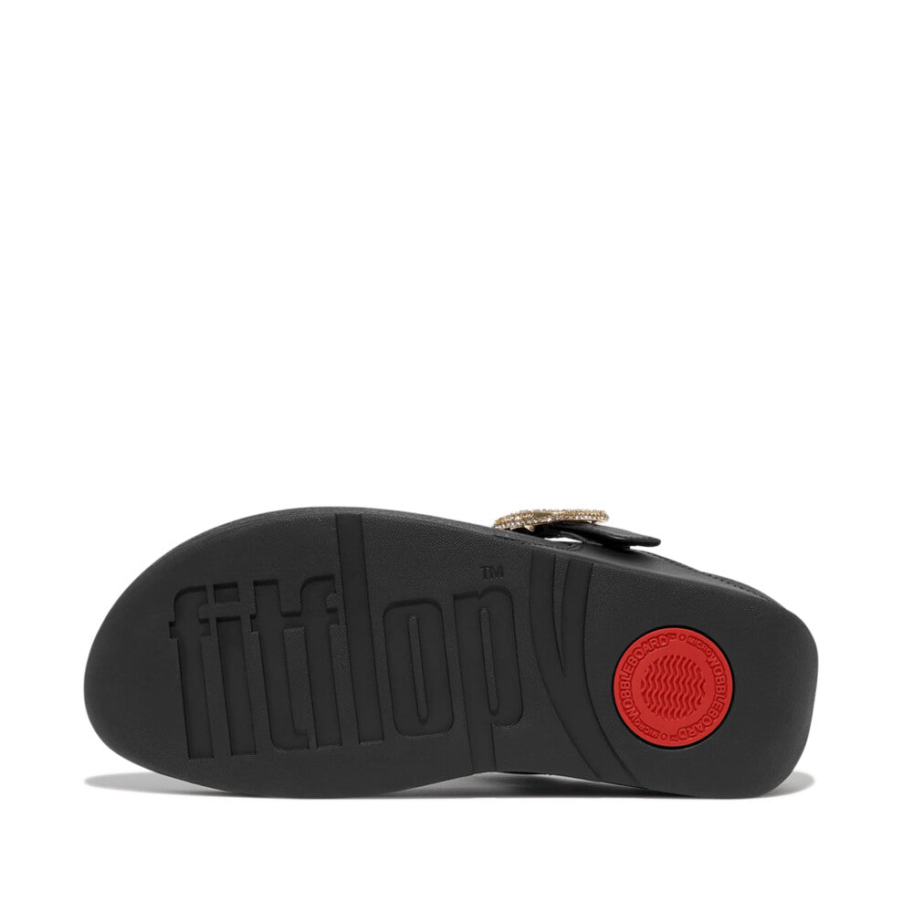 Fit Flop Lulu Crystal-Buckle Toe Post Sandals Black לולו קריסטל אבזם טו פוסט שחור