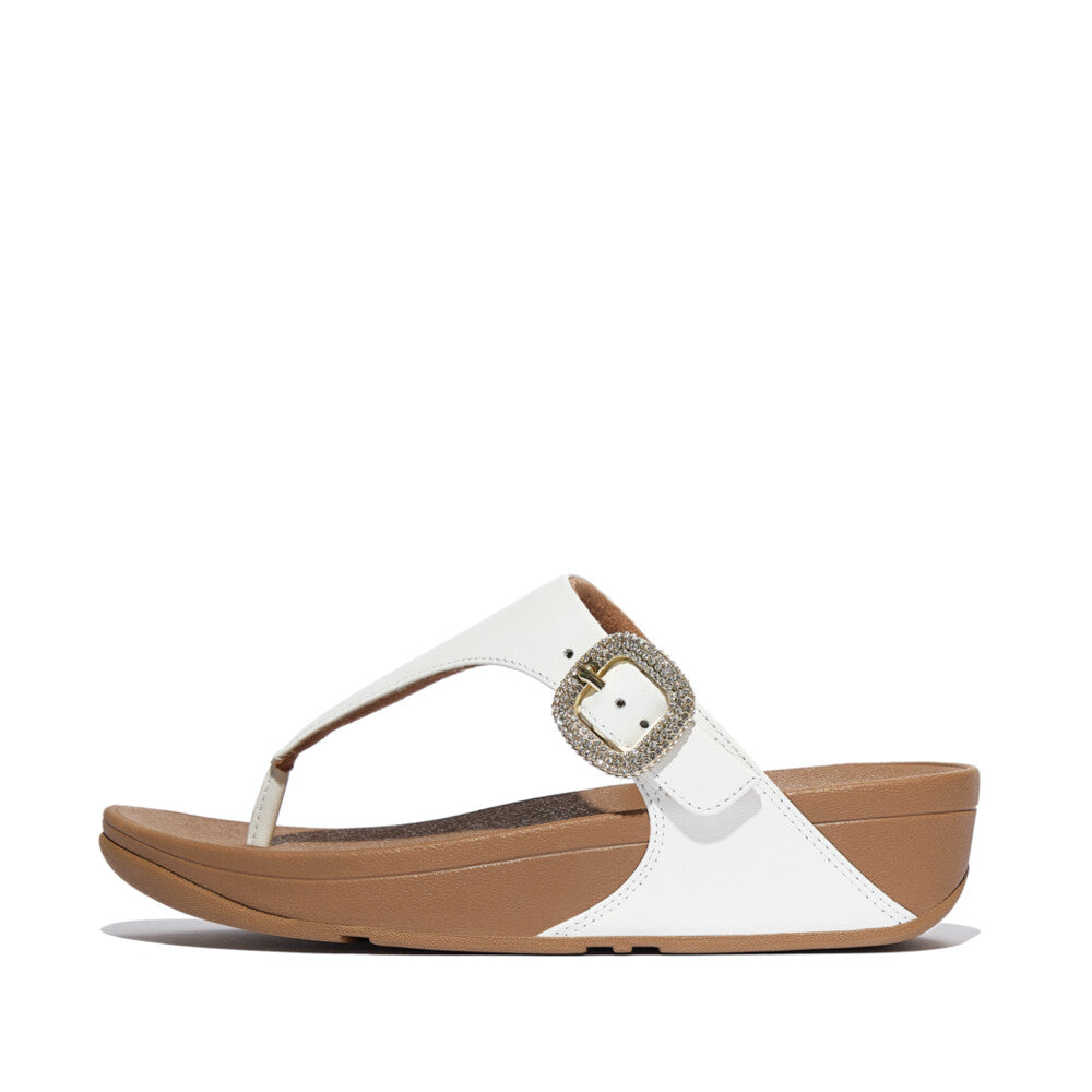Fit Flop Lulu Crystal-Buckle Toe Post Sandals Urban White לולו קריסטל אבזם טו פוסט לבן