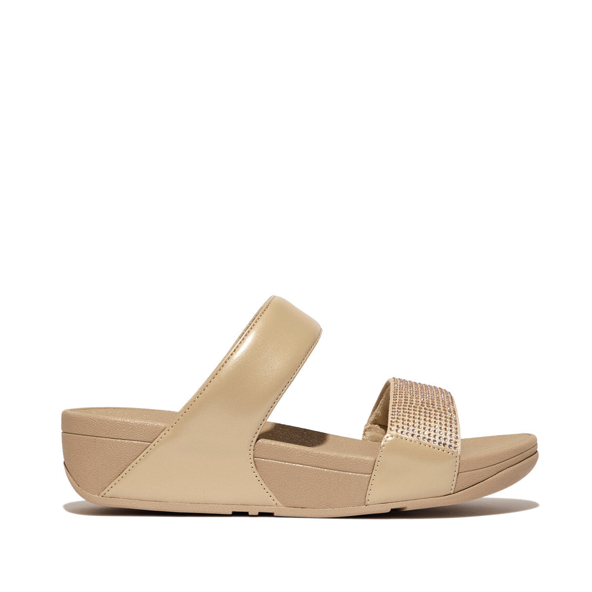 Fit-Flop Lulu Crystal Embellished Slides Latte Beige פיט פלופ כפכפי נשים