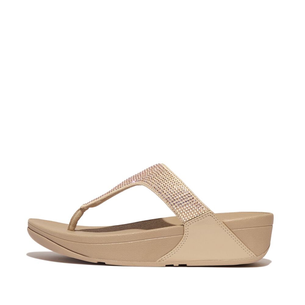 Fit-Flop Lulu Crystal Toe-Post Sandals Latte Beige פיט פלופ כפכפי נשים