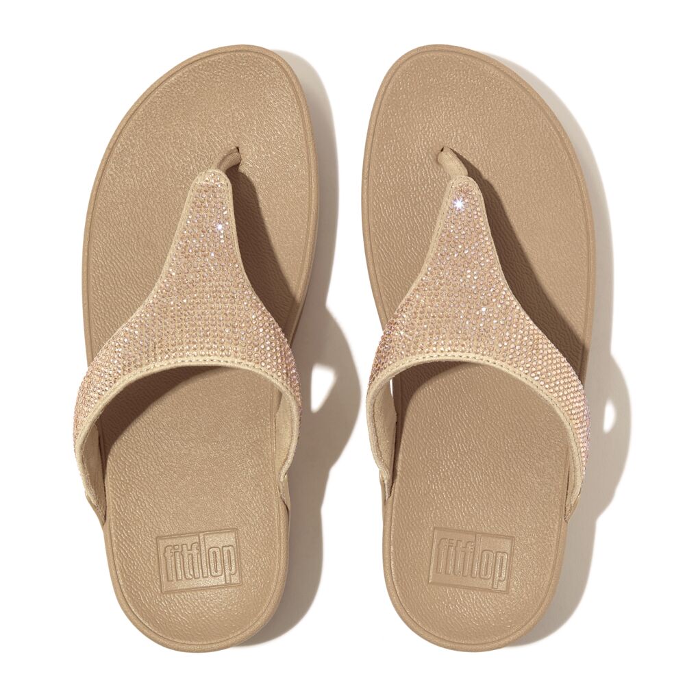 Fit-Flop Lulu Crystal Toe-Post Sandals Latte Beige פיט פלופ כפכפי נשים
