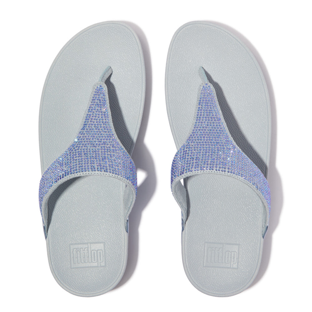 Fit Flop Lulu Crystal Embellished Toe Post Sandals Quiet Blue לולו טו פוסט כחול