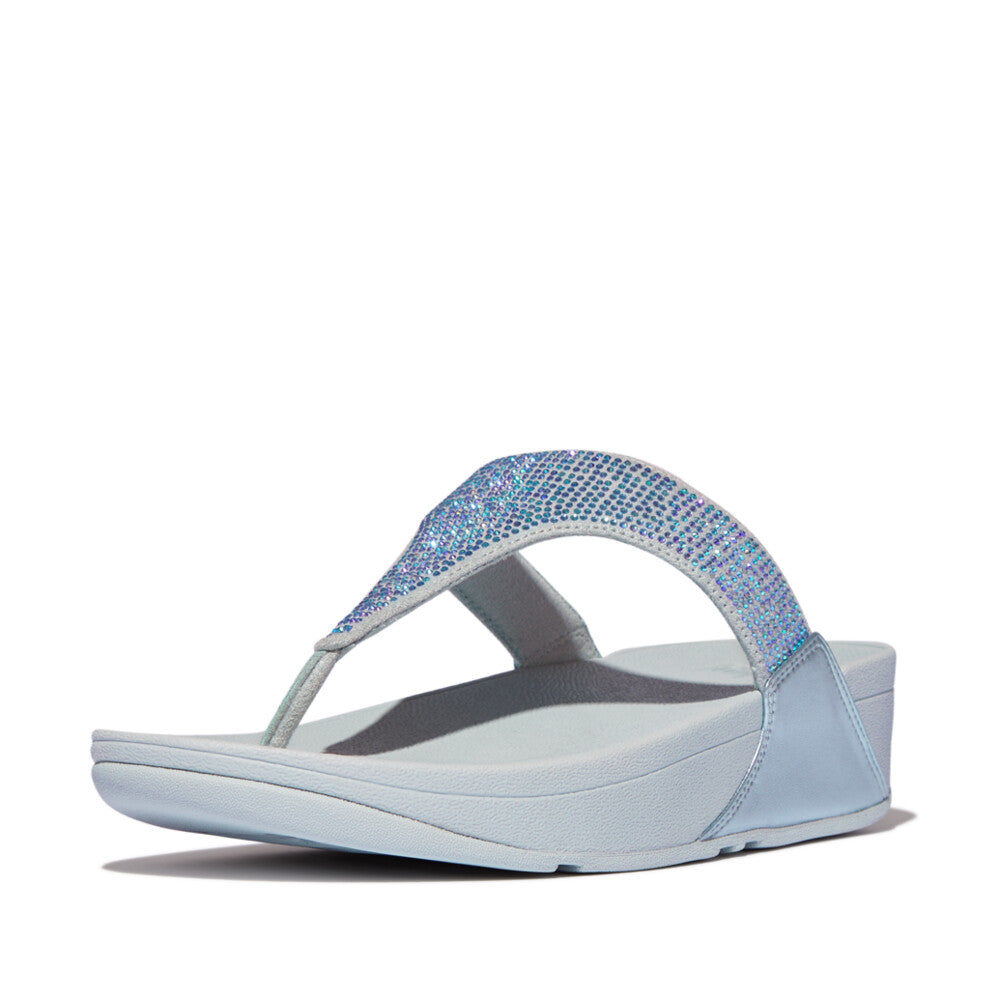 Fit Flop Lulu Crystal Embellished Toe Post Sandals Quiet Blue לולו טו פוסט כחול