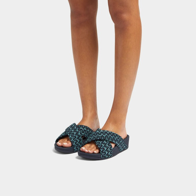 Fit Flop Lulu Geo-Webbing Cross Midnight Navy Mix כפכפי פיט פלופ