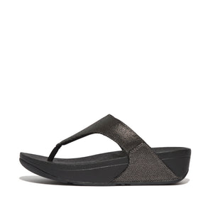 Fit Flop Lulu Glitz Canvas Toe Post Sandals Pewter Black כפכפי פיט פלופ