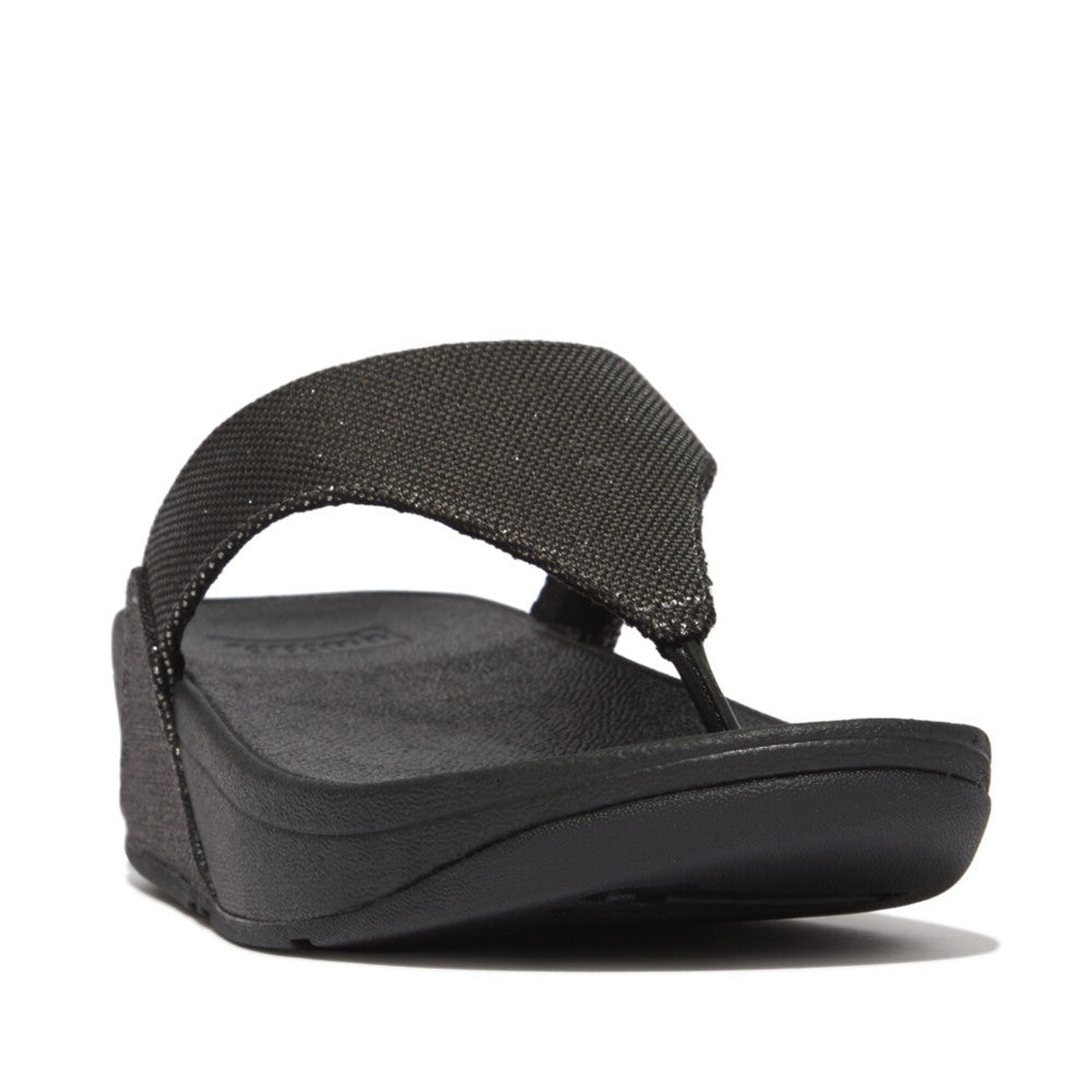 Fit Flop Lulu Glitz Canvas Toe Post Sandals Pewter Black כפכפי פיט פלופ