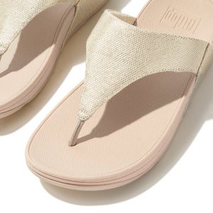 Fit Flop Lulu Glitz Canvas Toe Post Sandals Platino כפכפי פיט פלופ