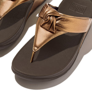 Fit Flop Lulu Padded Knot Metallic Toe Post Sandals Bronze כפכפי פיט פלופ