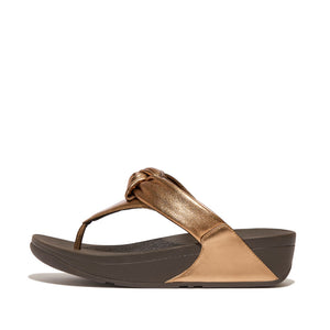 Fit Flop Lulu Padded Knot Metallic Toe Post Sandals Bronze כפכפי פיט פלופ