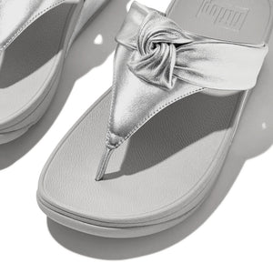 Fit Flop Lulu Padded Knot Metallic Toe Post Sandals Silver כפכפי פיט פלופ