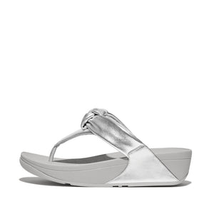 Fit Flop Lulu Padded Knot Metallic Toe Post Sandals Silver כפכפי פיט פלופ