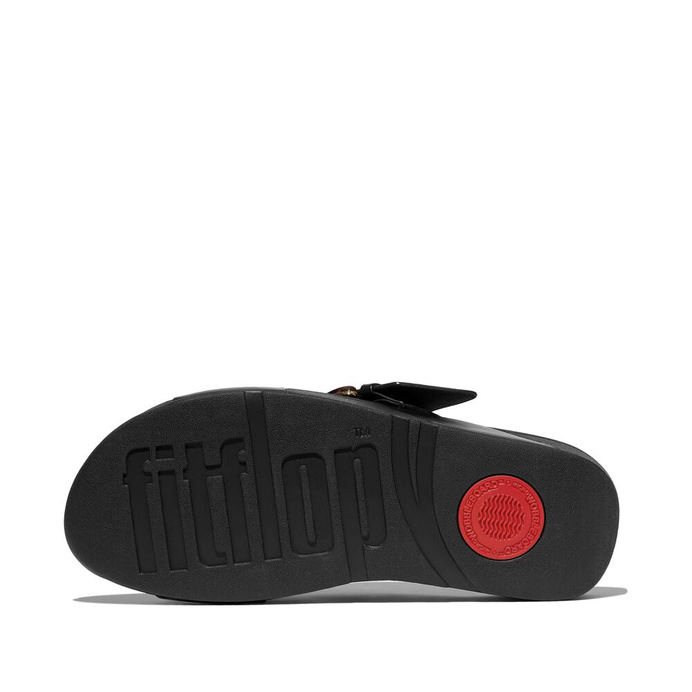 Fit Flop Lulu Resin Buckle Cross Slides פיט פלופ לולו אבזם קרוס שחור