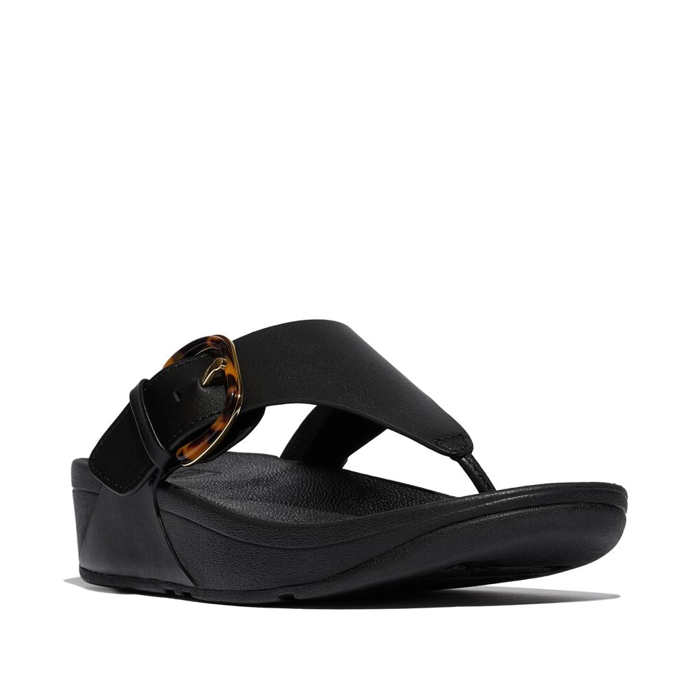 Fit Flop Lulu Resin Buckle Toe Post Sandals פיט פלופ לולו אבזם שחור