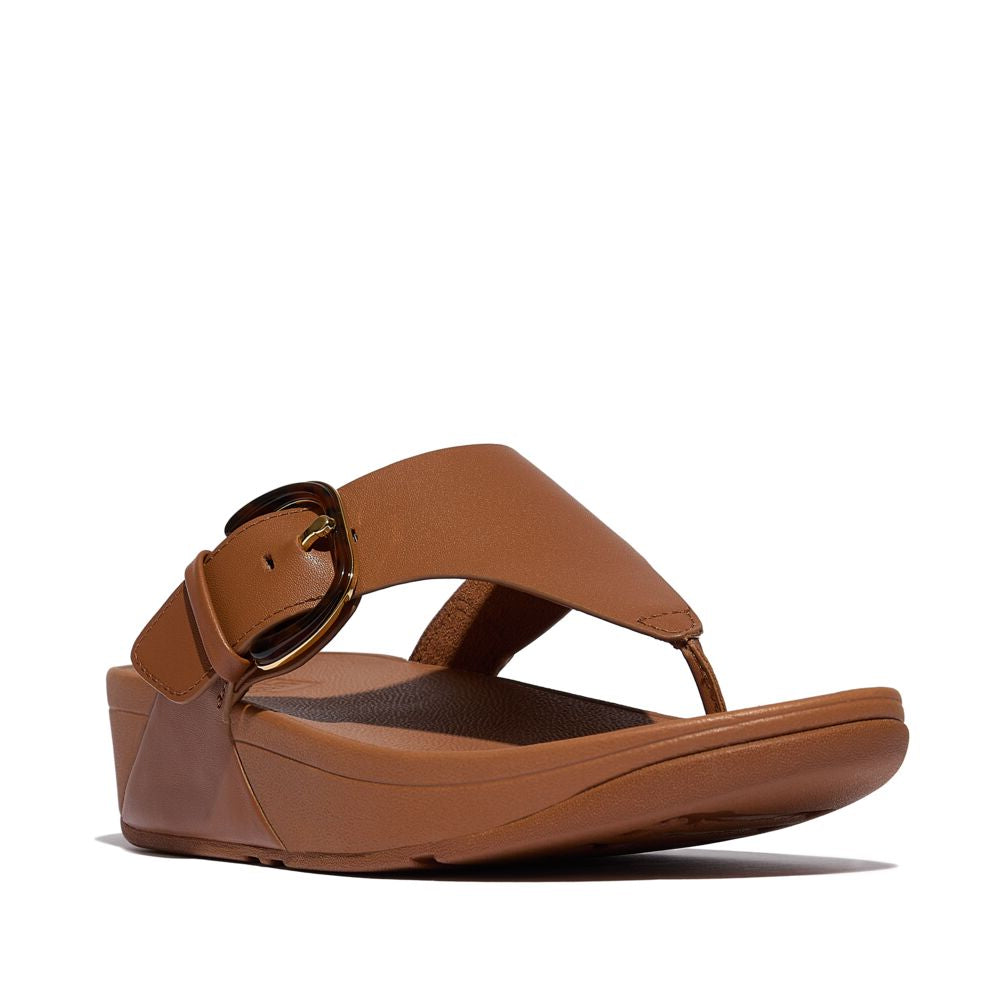 Fit Flop Lulu Resin Buckle Toe Post Sandals  פיט פלופ לולו אבזם חום