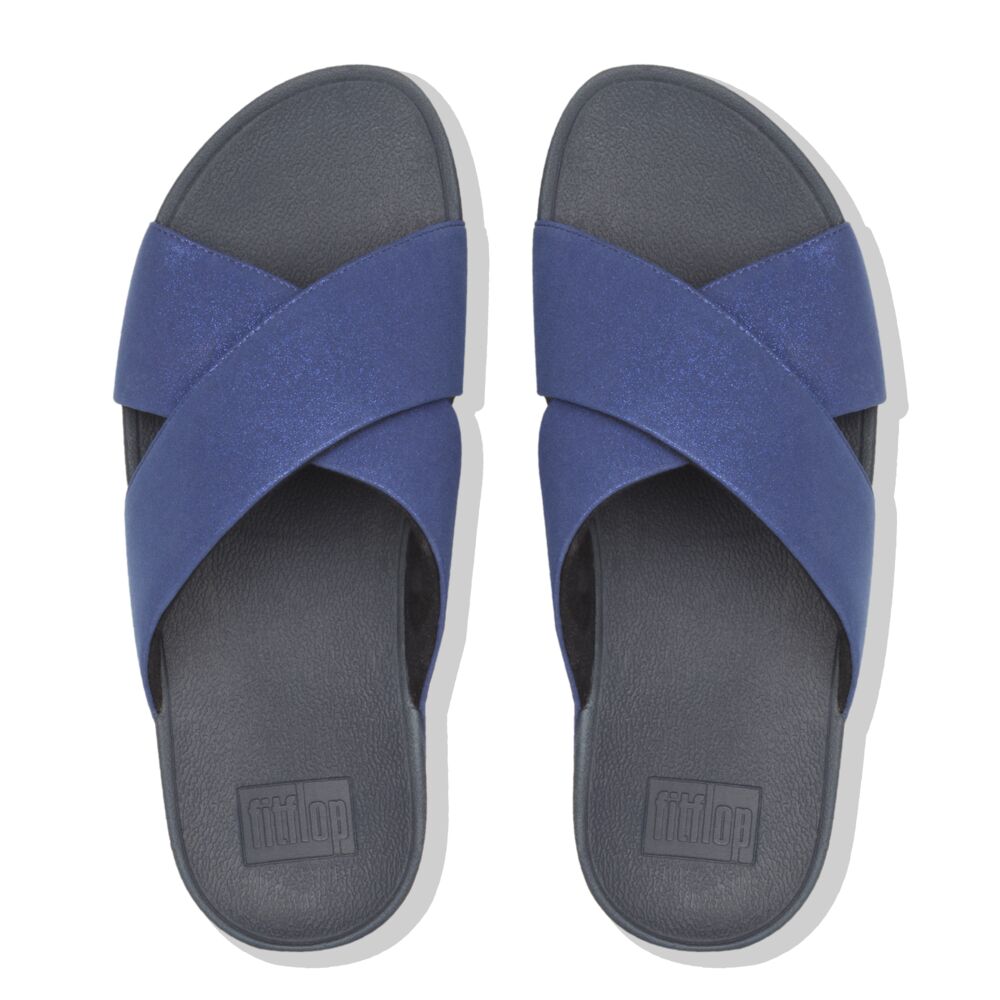 Fit Flop Lulu Shimmer Slide Midnight Navy כפכפי פיט פלופ