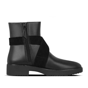 Fit Flop Mona Buckle Ankle Boots Black מגפי פיט פלופ