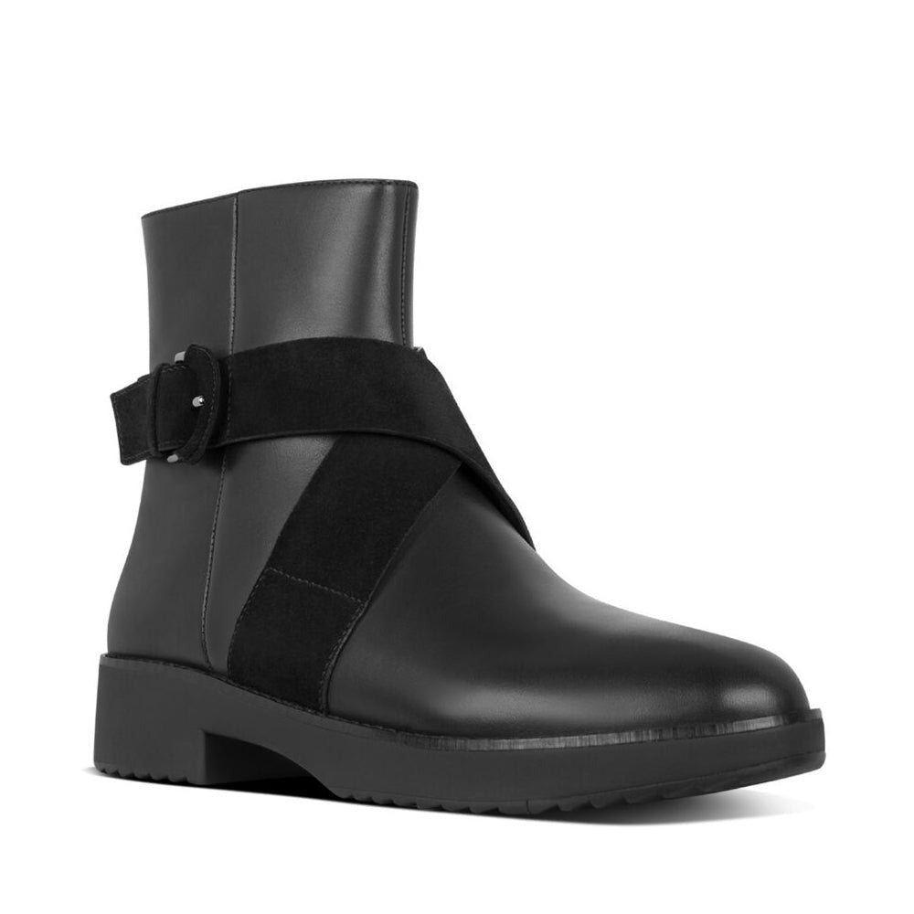 Fit Flop Mona Buckle Ankle Boots Black מגפי פיט פלופ