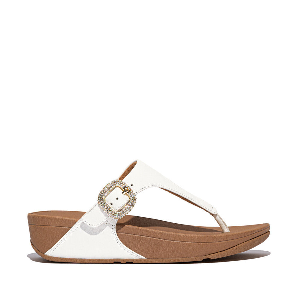 Fit Flop Lulu Crystal-Buckle Toe Post Sandals Urban White לולו קריסטל אבזם טו פוסט לבן