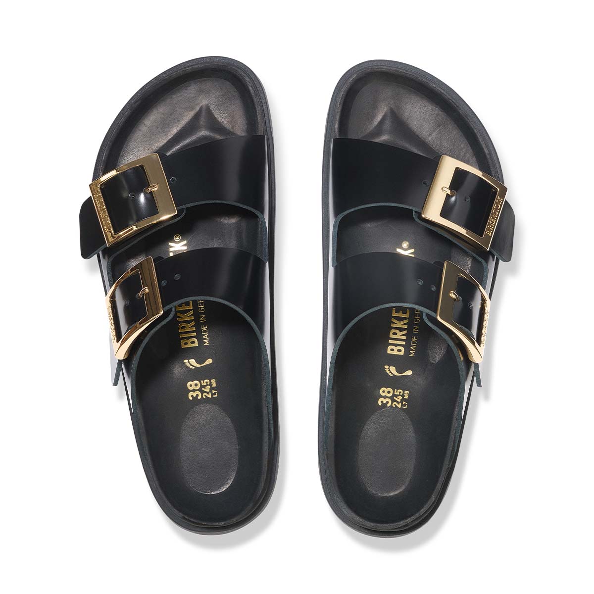 Birkenstock Arizona Droplet Buckle High-Shine Black כפכפי נשים אריזונה דרופלט אבזם שחור