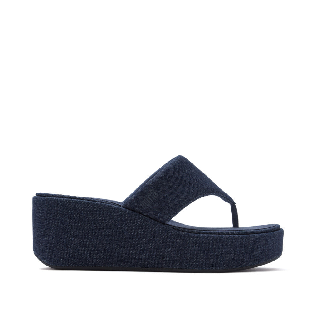 Fit Flop Platfformss Wedge Toe Post Denim Dark Denim סנדלי פיטפלופ לנשים כחול