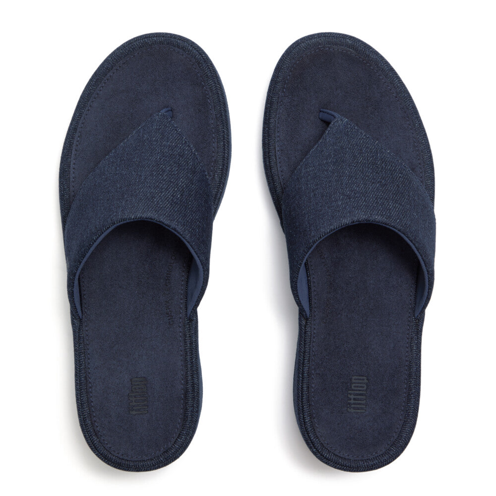 Fit Flop Platfformss Wedge Toe Post Denim Dark Denim סנדלי פיטפלופ לנשים כחול