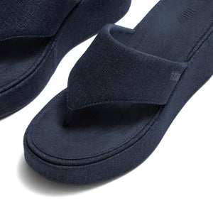 Fit Flop Platfformss Wedge Toe Post Denim Dark Denim סנדלי פיטפלופ לנשים כחול