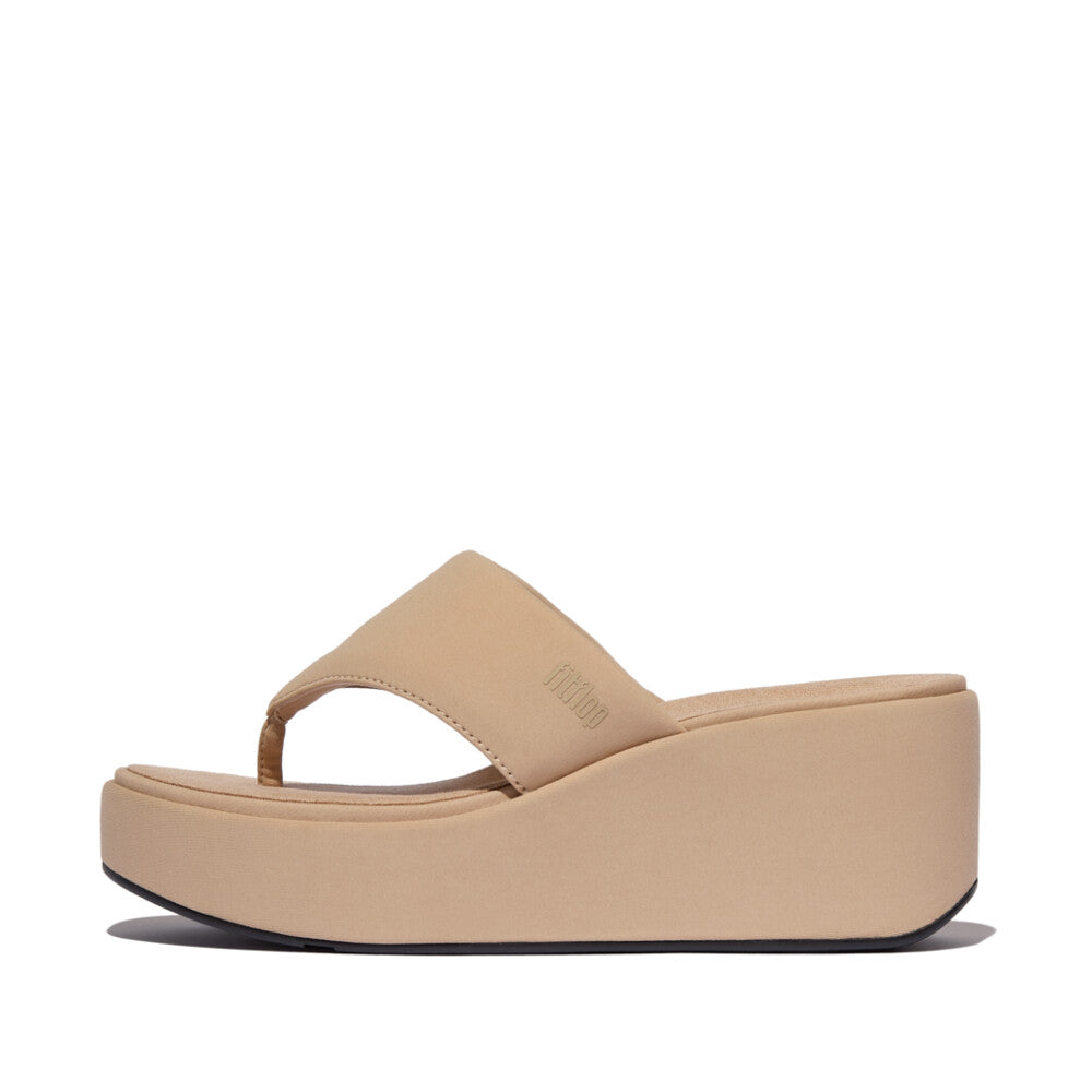 Fit Flop Platfforms Wedge Toe Post Sandals Classic Beige פלטפורמה וודג`ס טו פוסט בז