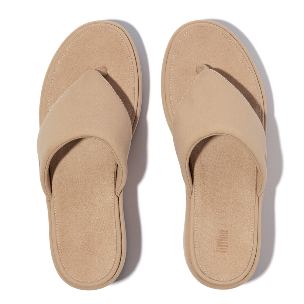 Fit Flop Platfforms Wedge Toe Post Sandals Classic Beige פלטפורמה וודג`ס טו פוסט בז