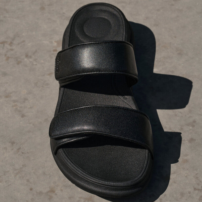 Fit Flop F-Mode Go Adjustable Flatform Two-Bar Slides All Black פ-מוד סלייד שחור