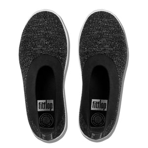 Fit Flop Uberknit Ballerina Crystal Black Soft Grey נעלי פיט פלופ