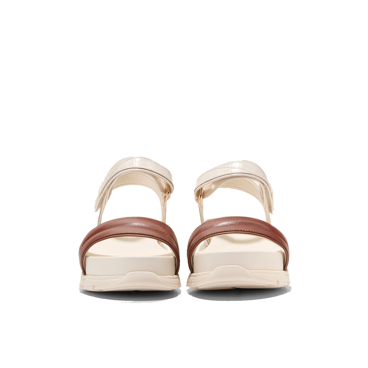 Cole Haan Zerogrand Ankle Strap Sandals Dk Cuoio Ivory Croc Print Ivory סנדלי קול האן לנשים