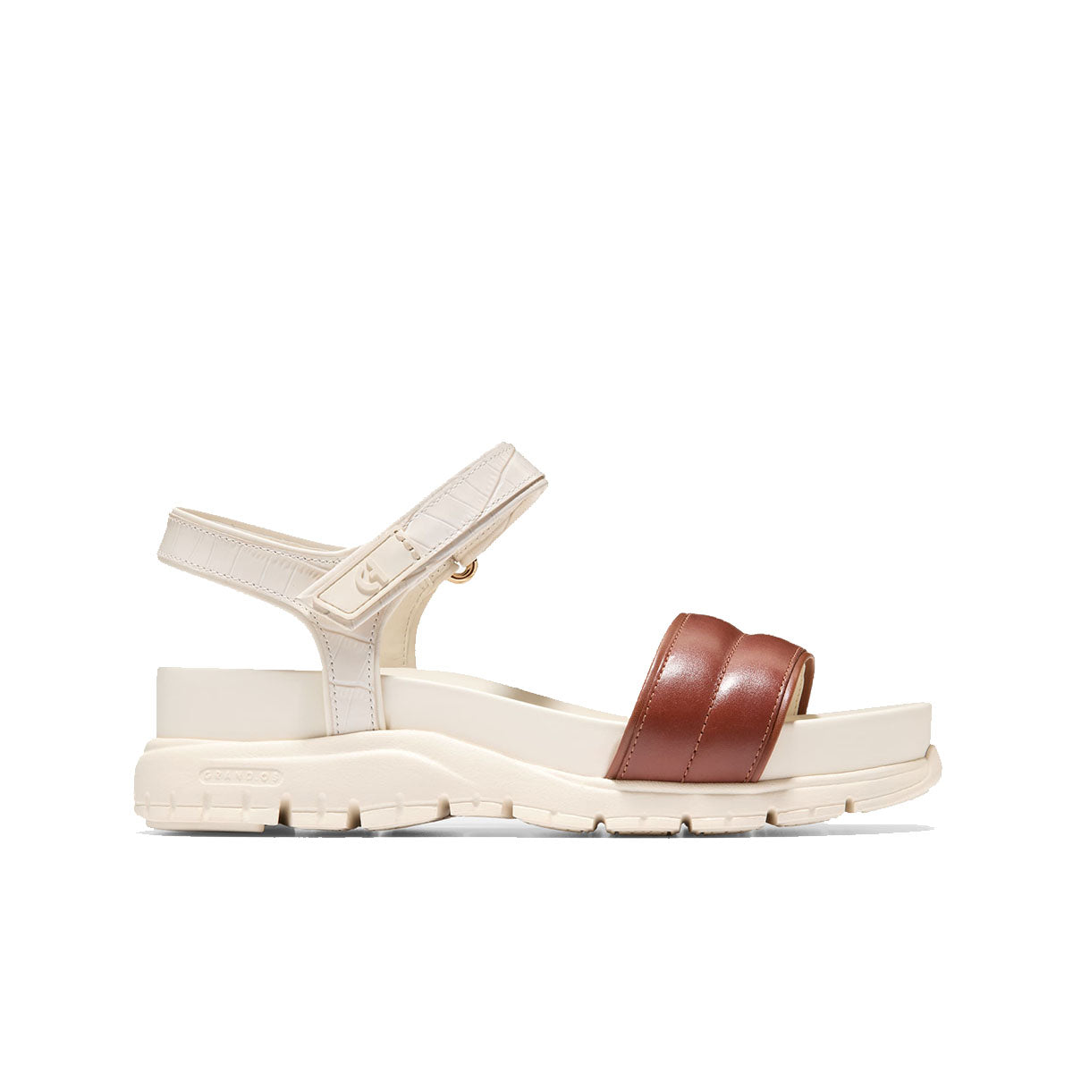 Cole Haan Zerogrand Ankle Strap Sandals Dk Cuoio Ivory Croc Print Ivory סנדלי קול האן לנשים
