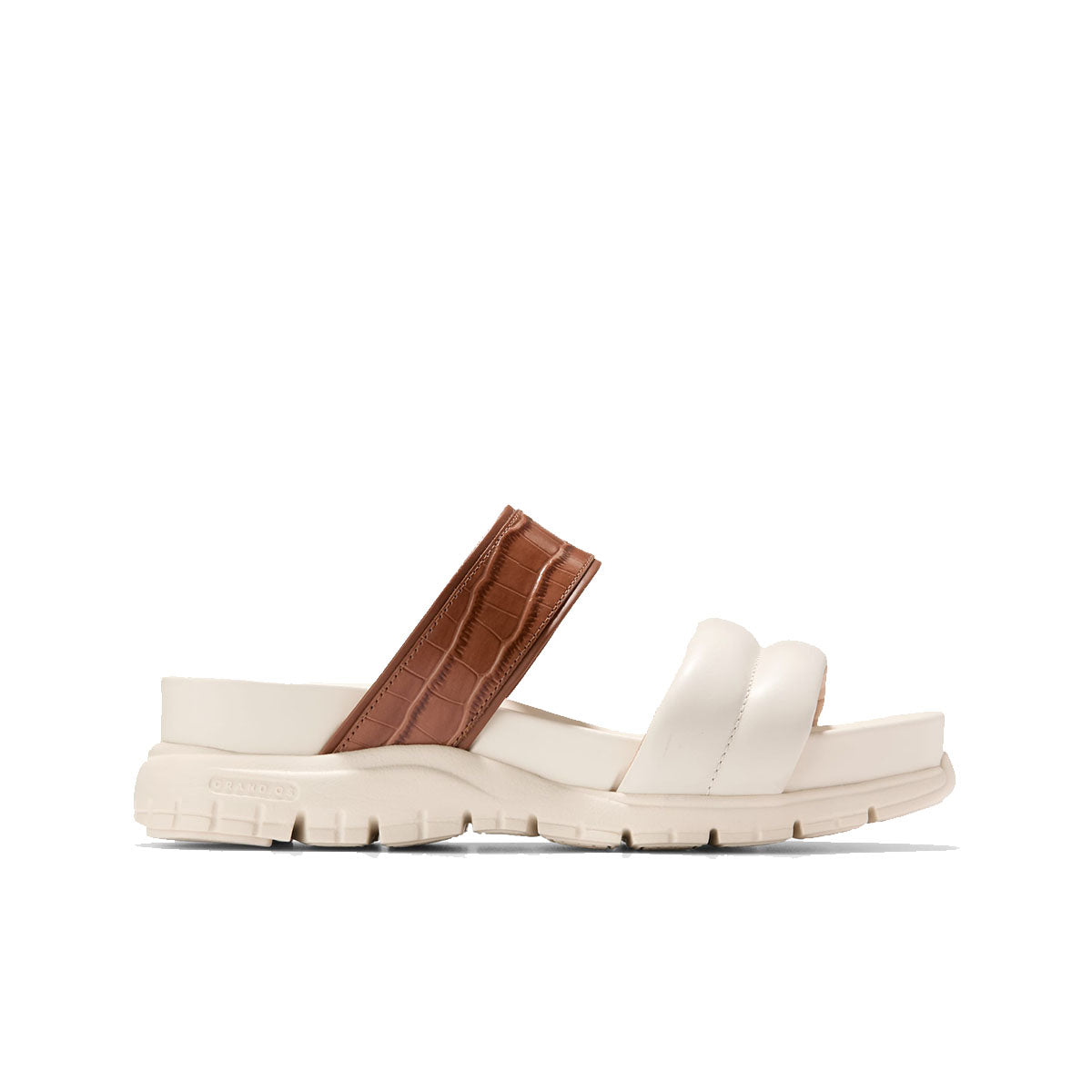 Cole Haan Zerogrand Double Band Slide Sandals k Cuoio Croc Print Gold Metallic Ivory כפכפי קול האן לנשים