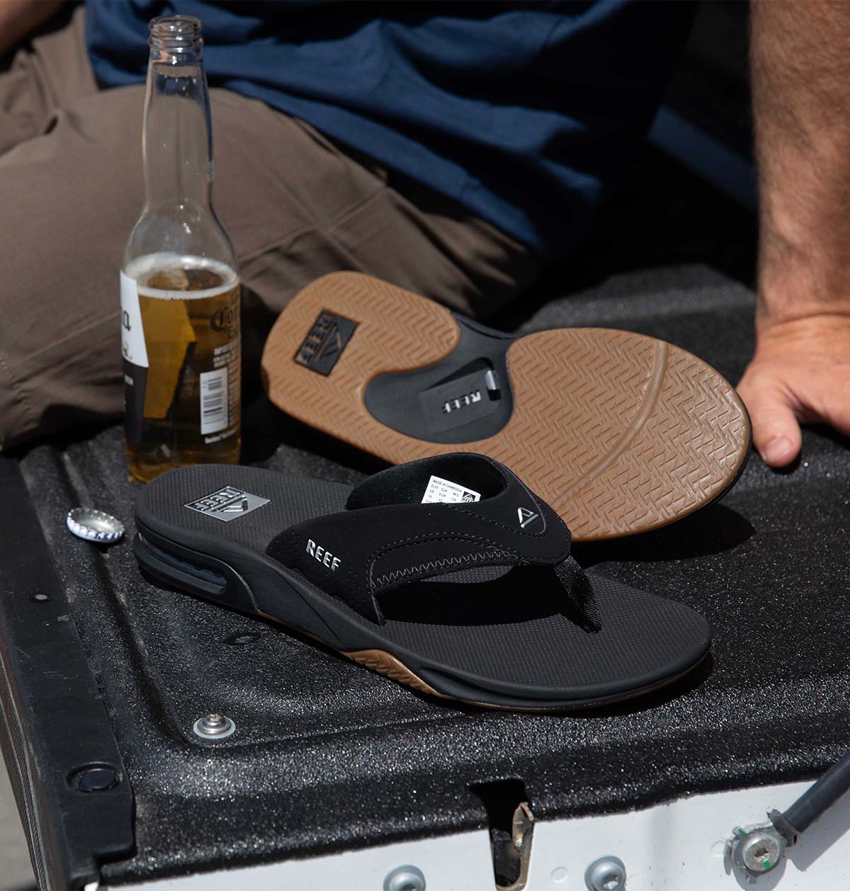 כפכפי גברים ריף שחור Reef Fanning Black Silver