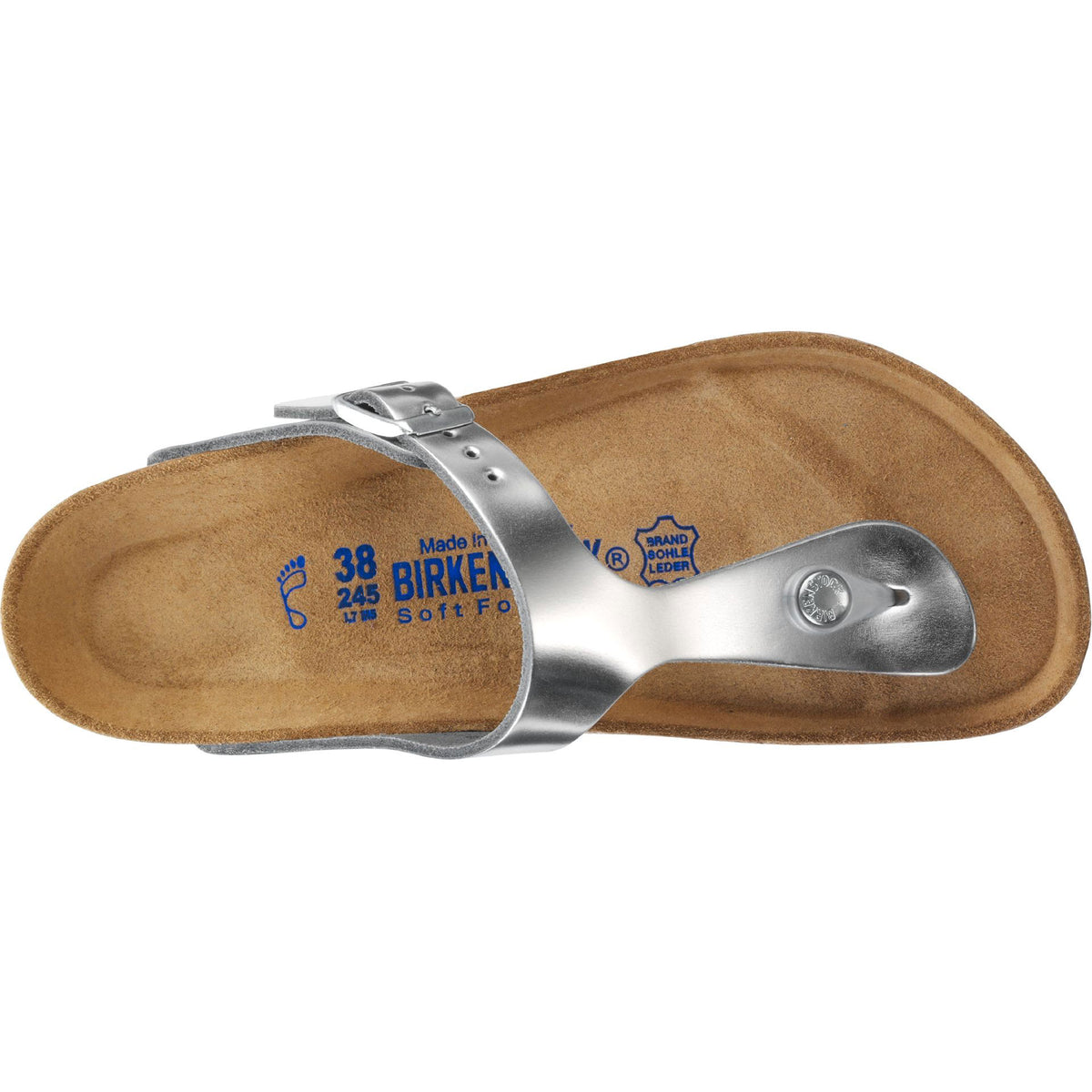 בירקנשטוק כפכפי נשים  סילבר מטאלי Birkenstock Gizeh Metallic Silver (4532317519946)
