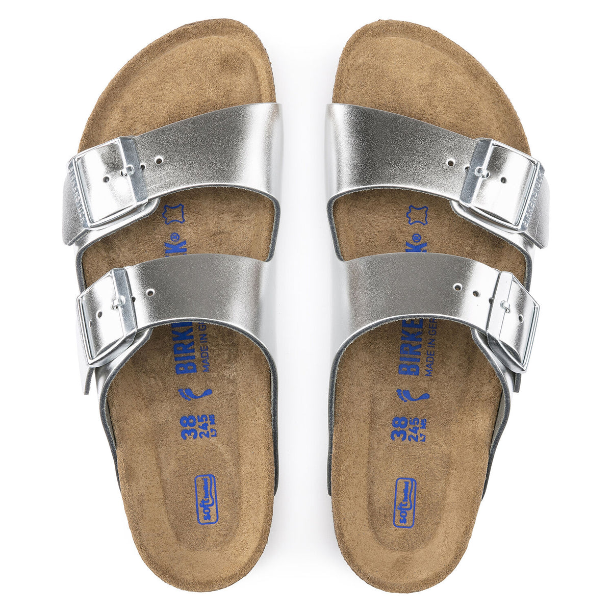 בירקנשטוק כפכפי נשים אריזונה סילבר מטאלי  Birkenstock Arizona Metallic Silver (4537479430218)